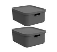 Rotho Albula light Lot de 2 boîtes de rangement 20 l avec couvercle (anthracite)