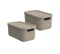 Rotho Albula light Lot de 2 boîtes de rangement en plastique avec couvercle Beige 12 l