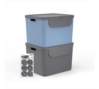 Rotho Albula Lot de 2 systèmes de tri sélectif des déchets de cuisine en plastique (PP) sans BPA 55 l (52,3 x 40,5 x 34,0 cm)