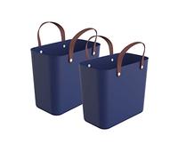 Rotho Albula Panier Courses 2 x 25 L en Plastique avec anses Bleu Lot de 2