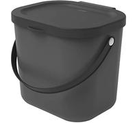 Rotho Albula Poubelle bio 6l avec couvercle et poignée pour la cuisine, Plastique (PP) sans BPA, anthracite, 6l (23.5 x 20.0 x 20.8 cm)