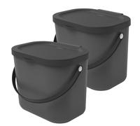 Rotho Albula Poubelle Cuisine Lot de 2 x 6 L pour Tri Sélectif Anthracite
