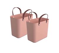 Rotho Albula Sac Cabas Lot de 2 Paniers de Courses 25 L en PP Recyclé Rose