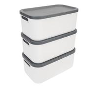 Rotho Albula Set Box 12L 3 pcs. ALBULA Light, Plastique (PP) sans BPA, Blanc, 12L (46,3 x 26,3 x 32,4 cm)