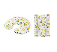 Rotho Babydesign Ensemble Coussin d'Allaitement Mini, 180 x 33 cm, Matelas à Langer avec Cales Inclus, 70 x 50 cm, Dès 0 Mois, Lemon Chill