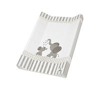 Rotho Babydesign Matelas à Langer à 2 Rebords, Dès la Naissance, Modern Elephants, Bella Bambina, White/Grey (Blanc/Gris), 50 x 70 cm, 200620001CG Blanc G