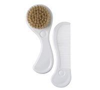 Rotho Babydesign Peigne et Brosse en Poils Naturels, Soins Capillaires pour Bébés Dès 0 Mois, Blanc, 20447000101