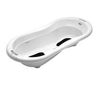 Rotho Babydesign TOP Baignoire Xtra Large, Avec 2 Tapis Antidéparants et Bouchon de Vidange, Idéal pour 2 Enfants, 0-36 mois, TOP Xtra, Blanc, 205000001