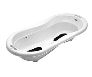 Rotho Babydesign TOP Baignoire Xtra Large, Avec 2 Tapis Antidéparants et Bouchon de Vidange, Idéal pour 2 Enfants, 0-36 mois, TOP Xtra, Blanc, 205000001