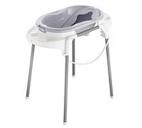 Rotho Babydesign TOP Station de Bain, Avec Baignoire pour Bébé, Support et Dossier, Tuyau de Vidange, 0-12 Mois, Stone Grey, 21042 0286 01