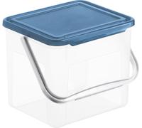 Rotho Basic boîte de rangement 5l avec couvercle et anse, plastique (PP) sans BPA, transparent/bleu, 3kg/5l (21.0 x 20.0 x 18.0 cm)