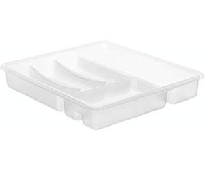 Rotho Basic Plateau à couverts avec 6 compartiments, Plastique (PP) sans BPA, transparent, (39.0 x 32.0 x 6.0 cm)