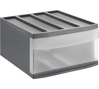 Rotho Boîte à tiroirs Systemix 1 tiroir, plastique (PP) sans BPA, anthracite/transparent, L (39,5 x 34 x 20,3 cm)