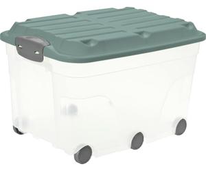 Rotho Boîte de rangement Roller 6 59,5 x 40 x 37 cm avec couvercle + roulettes 57 l
