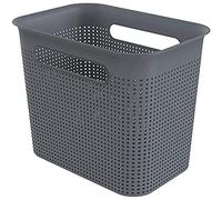 Rotho Brisen Aufbewahrungsbox 7 l mit Lochmuster, Kunststoff (PP), schwarz 7 Liter (26,2 x 18 x 21 cm)