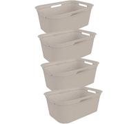 Rotho Brisen Ensemble de 4 paniers à linge 40l, Plastique (PP) sans BPA, beige, 4 x 40l (59.6 x 39.6 x 23.2 cm)