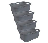 Rotho Brisen Lot de 4 paniers à Linge, 40 l, en Plastique (PP), sans BPA, Bleu, 4 x 40 l (59,6 x 39,6 x 23,2 cm), Anthracite