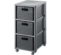 Rotho caisson à roulettes Country 3x18L - tour de tiroirs 37,5 x 32,5 x 75,0 cm - caisson de bureau à roulettes - chariot en plastique - corbeilles format A4