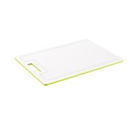 Rotho Caruba grande planche à découper antidérapante avec rainure pour le jus, plastique (PP) sans BPA, transparent/vert, 34,2 x 25,0 x 0,9 cm
