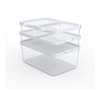 Rotho Cauma Set KS Lot de 4 organiseurs en plastique (PP) sans BPA, blanc/transparent, 31,4 x 22,4 x 25,9 cm