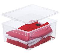 Rotho Clear Boîte de rangement 18l avec couvercle, Plastique (PP) sans BPA, transparent, 18l (40.0 x 33.5 x 17.0 cm)