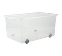 Rotho Clear Boîte de rangement 63l avec couvercle et roulettes, Plastique (PP) sans BPA, transparent, 63l (71.5 x 40.0 x 33.5 cm)