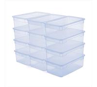 Rotho CLEAR Box Lot de 12 boîtes de rangement 5 l avec couvercle, empilables, peu encombrantes, 33 x 19 x 11 cm, bleu transparent