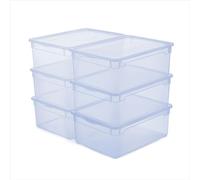 Rotho CLEAR Box Lot de 6 boîtes de rangement 10 l avec couvercle, empilables, peu encombrantes, 36 x 26 x 14 cm, bleu transparent