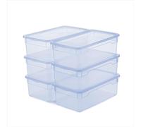 Rotho CLEAR Box Set de 6 boîtes de rangement 5 l avec couvercle, empilables, 33,51911 cm, transparent bleu