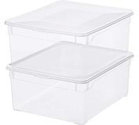 Rotho Clear Ensemble de 2 boîtes de rangement 18l avec couvercle, Plastique (PP) sans BPA, transparent, 2 x 18l (40.0 x 33.5 x 17.0 cm)