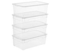 Rotho Clear Ensemble de 4 boîtes de rangement 5l avec couvercle, Plastique (PP) sans BPA, transparent, 4 x 5l (33.0 x 19.0 x 11.0 cm)