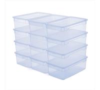 Rotho Clear Lot de 12 Boîtes de Rangement avec Couvercle 5l | Boîtes Empilables idéales pour Chaussures | Fermeture sécurisée | Empilables | Faciles d'entretien | Bleu transparent
