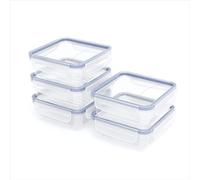 Rotho Clic & Lock, ensemble de 5 contenants alimentaires en plastique, hermétiques et 100 pourcent étanches, avec fermeture à clip et joint en silicone, réglés 5x 0,8 l, bleu transparent
