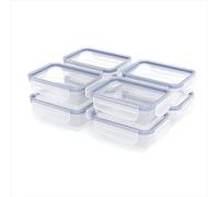 Rotho Clic & Lock, ensemble de 8 contenants alimentaires en plastique, hermétiques et 100 pourcent étanches, avec fermeture à clip et joint en silicone, montés 8x 0,5 l, bleu transparent