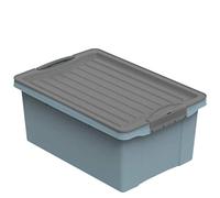 Rotho Compact Boîte de rangement 13l avec couvercle, Plastique (PP recyclé) sans BPA, bleu/anthracite, A4/13l (39.5 x 27.5 x 18.0 cm)