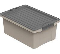 Rotho Compact Boîte de rangement 13l avec couvercle, Plastique (PP recyclé) sans BPA, cappuccino/anthracite, A4/13l (39.5 x 27.5 x 18.0 cm)