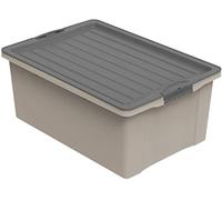Rotho Compact Boîte de rangement 38l avec couvercle, Plastique (PP recyclé) sans BPA, cappuccino/anthracite, A3/38l (57.0 x 40.0 x 25.0 cm)