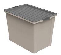 Rotho Compact Boîte de Rangement 70 l avec Couvercle et Roulet tes, Plastique (PP Recyclé) sans BPA, Cappuccino/Anthracite, A3/70 l (57,0 X 39,5 X 43,5 cm)