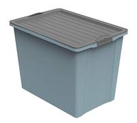Rotho Compact Boîte de rangement 70l avec couvercle et roulettes, Plastique (PP recyclé) sans BPA, bleu/anthracite, A3/70l (57.0 x 39.5 x 43.5 cm)