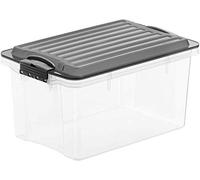 Rotho Compact Boîte de stockage 4,5l avec couvercle, Plastique (PP) sans BPA, gris/transparent, A5/4.5l (27.0 x 18.5 x 15.0 cm)