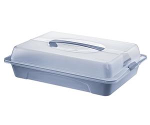 Rotho Cool & Fresh Boîte à gâteaux avec refroidissement, capot et poignée de transport, en plastique (PP), sans BPA, transparent/bleu, 43,5 x 29,5 x 11,0 cm