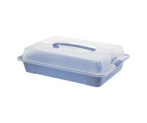 Rotho Cool & Fresh Boîte à gâteaux avec refroidissement, capot et poignée de transport, en plastique (PP), sans BPA, transparent/bleu, 43,5 x 29,5 x 11,0 cm