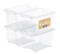 Rotho CORE Basic Boîte de rangement avec couvercle 4 x 15 L transparente
