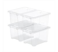 Rotho CORE Basic Boîte de rangement en plastique avec couvercle et poignées de transport, empilable, idéale pour la maison et le bureau, transparente, 4 x 15 l