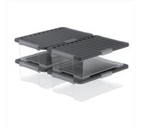 Rotho CORE Plus, boîtes de rangement 30 l, ensemble de 4, boîtes en plastique robustes avec couvercle et poignées verrouillables, sans danger alimentaire, modulaire empilable