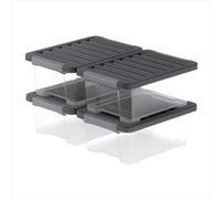 Rotho CORE Pro, boîtes de rangement 11 l, ensemble de 4, joint intégré dans le couvercle protège contre la poussière et l’humidité, poignées verrouillables, sans danger alimentaire