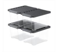 Rotho CORE Pro, boîtes de rangement 15 l, ensemble de 4, joint intégré dans le couvercle protège contre la poussière et l’humidité, poignées verrouillables, sans danger alimentaire