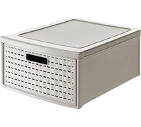 Rotho Country Boîte à Tiroir 19.2l, Plastique Aspect Rotin, Cappuccino
