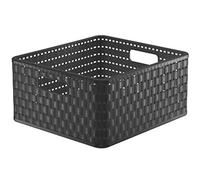 Rotho Country Boîte de rangement 14l en rotin, Plastique (PP) sans BPA, anthracite, 14l (32.8 x 30.0 x 16.0 cm)