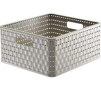 Rotho Country Boîte de rangement 14l en rotin, Plastique (PP) sans BPA, cappuccino, 14l (32.8 x 30.0 x 16.0 cm)